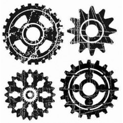 Distressed Cogs Rubber Stamp Set