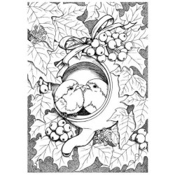 Teapot Robins Cling Mounted Rubber Stamp
