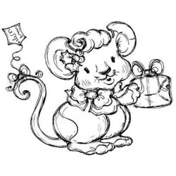 Holly Mouse Rubber Stamp