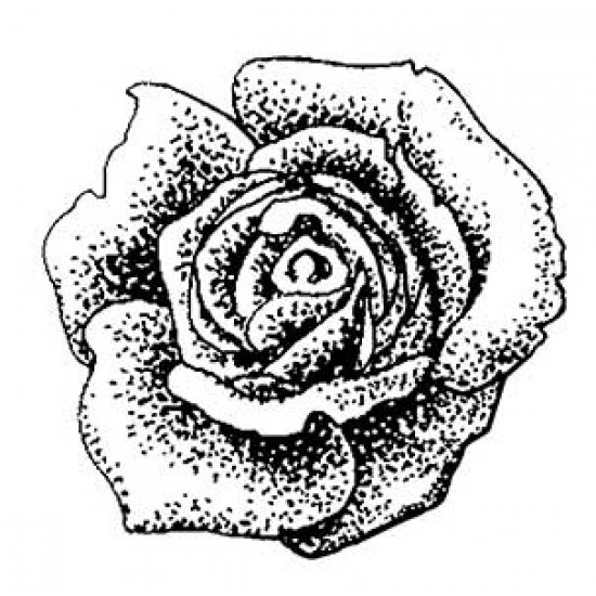 Vintage Rose Head Small Rubber Stamp