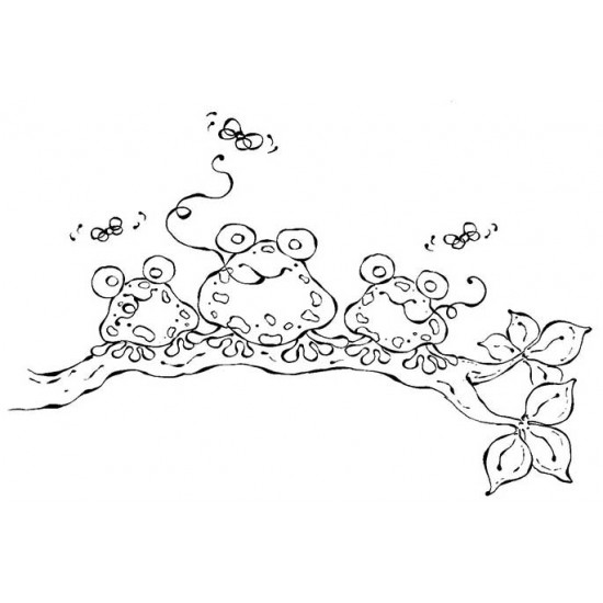 Frogs on a Branch Cling mounted Rubber Stamp