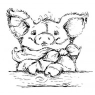 Petunia Pig Cling mounted Rubber Stamp