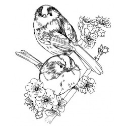 Long Tailed Tits Rubber Stamp