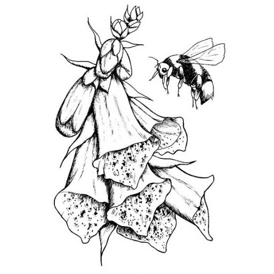 Bee & Foxglove Rubber Stamp
