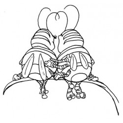 Love Bug Couple Cling Rubber Stamp