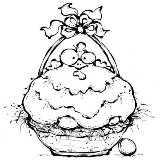Hen in Basket cling rubber stamp