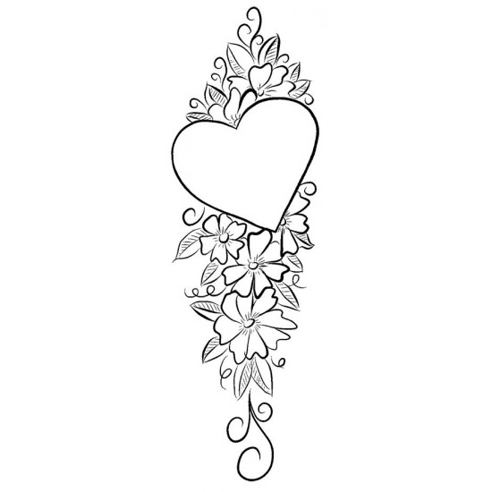 Heart with Flowers Cling Rubber Stamp